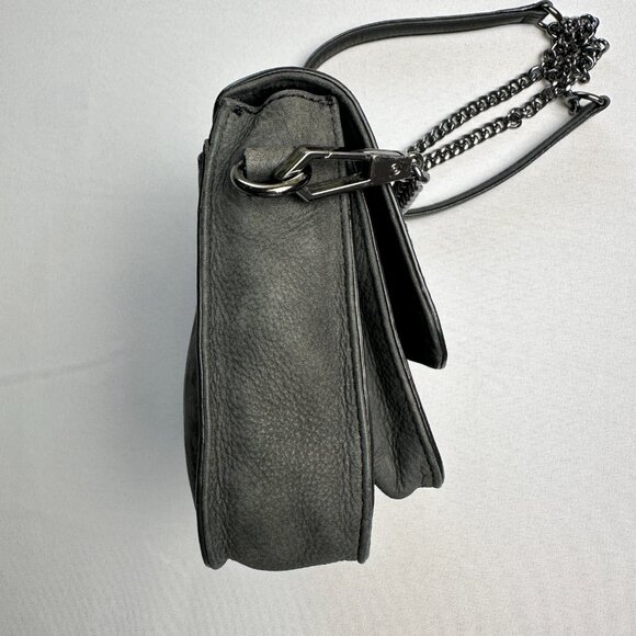 Rebecca Minkoff Purse Small Charcoal Suede Studded Chain Crossbody‎ Soft Velvety - Picture 5 of 16